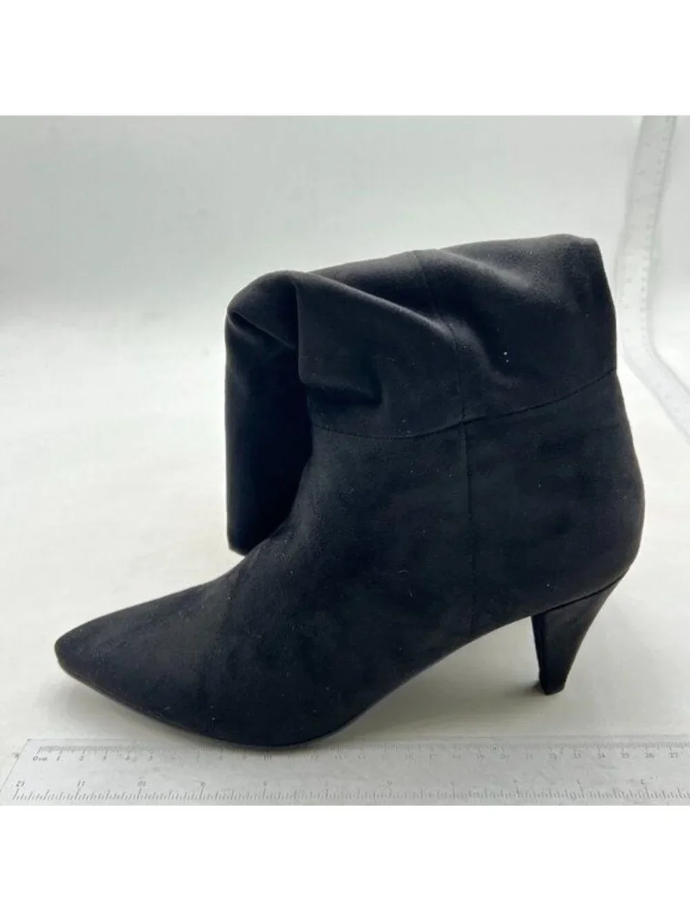 Knee High Boots Women Kitten Heel Pointed Toe Tall Boot for Women Black Suede